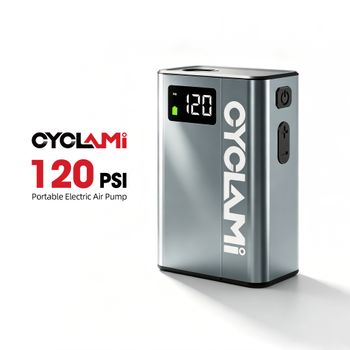 Bomba eléctrica portátil para bicicleta de 120 PSI, Mini inflador de neumáticos de bicicleta de aleación de aluminio, pantalla de presión, inicio del equipo CYCLAMI E1