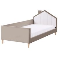 cama con somier moderna tapizado de terciopelo infantil somier de laminas gris pardo y blanco 90 x 200 cm kervan