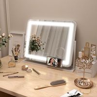 espejo de tocador de vidrio metal homcom 625x14x495 cm blanco