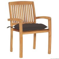 pack 2 uds sillas de jardin  silla de exterior  sillon madera de teca con cojines gris taupe