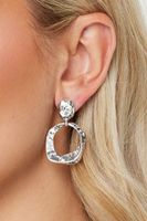 silver tone textured oval drop earring