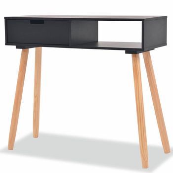 Mesa Consola De Madera Maciza De Pino 80x30x72 Cm Negra Vidaxl