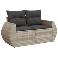 sofa de jardin  sofa de exterio con cojines 2 plazas ratan sintetico gris claro