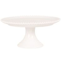 soporte para tartas de loza blanca con borde perlado