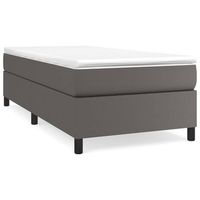 cama individual  cama para adultos  estructura de cama box spring cuero sintetico gris 90x190 cm