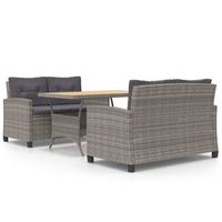 set de comedor jardin 3 piezas con cojines ratan sintetico gris vidaxl