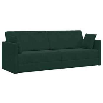 Sofá-cama De Piso Verde Oscuro 213 X 70 X 77 Cm Terciopelo Vidaxl