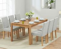 oxford 150cm solid oak dining table with mia fabric chairs