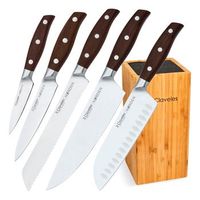 3 claveles norden - juego de 5 cuchillos profesionales forjados y soporte de bambu