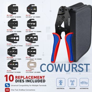Kit de Alicates de Crimpado HS-30J 10 en 1, 10 Mordazas, Crimpadora de Terminales de Cable Multitamaño, Herramienta Eléctrica con Bolsa de Almacenamiento