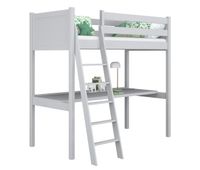 cama alta de madera con escritorio n04 gris