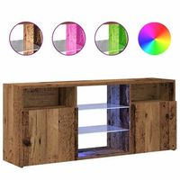 mueble tv  mueble de salon  gabinete de tv luces led madera ingenieria envejecida 120x30x50 cm