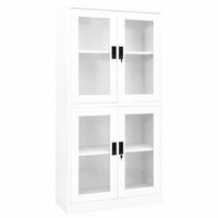 armario oficina acero vidrio templado blanco 90x40x180 cm vidaxl