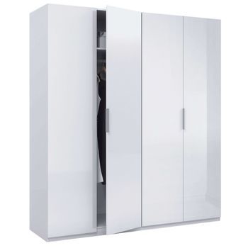 Armario 4 Puertas -blanco Brillo- 204  X 180 X 52 Cm