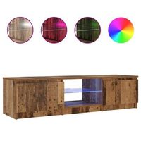 mueble tv  mueble de salon  gabinete de tv luces led madera ingenieria envejecida 140x40x36 cm
