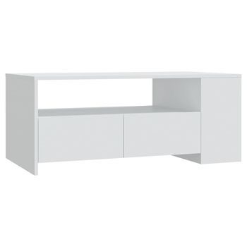 Mesa De Centro，mesa Auxiliar，mesa De Café Madera De Ingeniería Blanco 102x55x42 Cm