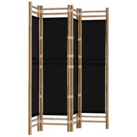 biombo biombo biombo abatible 4 paneles 160 cm bambu y lona negra dec031190