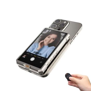 Pantalla de monitor selfie magnética para cámara trasera de smartphone, pantalla de alta resolución, conexión inalámbric