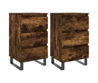 juego de mesitas de noche mesillas de noche - madera ingenieria roble ahumado 40x35x69 cm