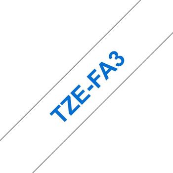 Cinta textil Brother TZE-FA3 azul sobre blanco 12 mm x 3 m para rotuladora electrónica