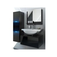 conjunto de muebles de bano negro coleccion owl columna mueble bajo lavabo espejo sifon y leds