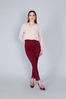 pantalon pitillo de cintura alta en tejido elastico burgundy