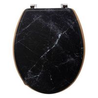 asiento de inodoro lea negro en madera efecto marmol