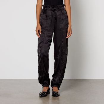 Ganni Washed-Satin Barrel-Leg Trousers - EU 36/UK 8