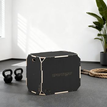 Cajón Pliométrico Sportnow Madera Contrachapada, 76x61x51 Cm, Negro