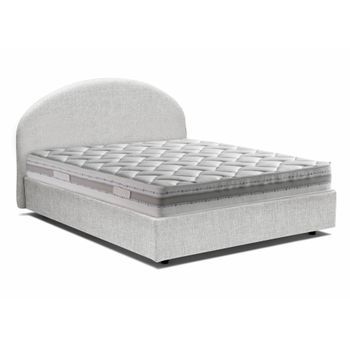 Talamo Italia Cama Individual Con Contenedor Luna, Made In Italy, Cama Con Revestimiento De Tela, Apertura Frontal, Con Colchón De 80x190 Cm Incluido, Blanco