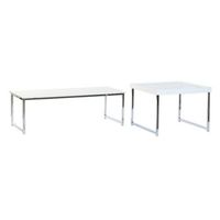 mesa centro set 2 acero mdf 110x48x45 blanco