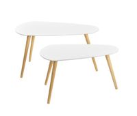 mesa de centro langesund set de 2 mesas mdf - blanco encasa