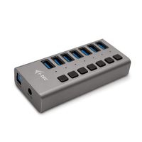 concentrador usb i-tec 7 puertos usb 30 aluminio carga rapida alimentacion 36w gris