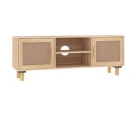 mueble para tv - mueble tv - mesa de tv madera maciza pino y ratan natural 105x30x40 cm