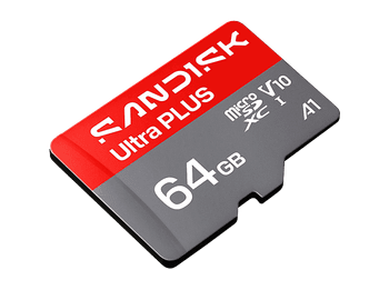 Tarjeta Micro SD - SANDISK Ultra PLUS, 64 GB, 150 MB/s, UHS-I, V10, A1, C10, Adaptador SD, Full HD, Gris