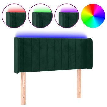 Cabecero Cama Con Led | Panel De Cabecera De Terciopelo Verde Oscuro 93x16x78/88 Cm
