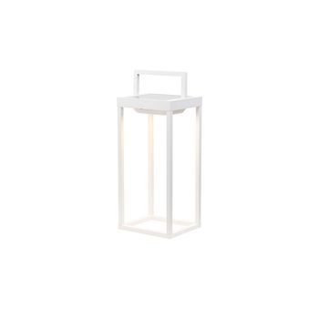 Zafferano - Farol Solar Para El Hogar De 2 Led, 37,3 Cm, Lámpara De Pared Y Mesa De 2 W Con Batería Y Sensor Crepuscular, Color Blanco