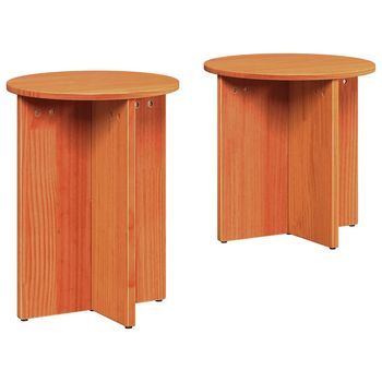 2 Piezas Mesa De Café | Mesa De Centro Marrón Cera