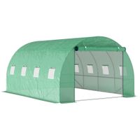 outsunny invernadero de jardin 3x4x2 m con puerta enrollable y grandes ventanas en acero galvanizado y pe verde   aosom espana