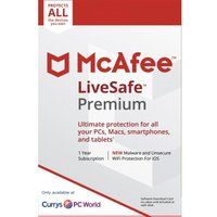 mcafee livesafe premium - 1 user  unlimited devices for 1 year