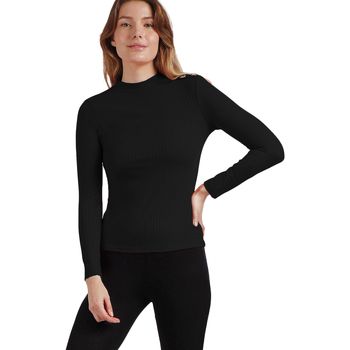 Admas Blusa Camiseta de manga larga con cuello alto Perkins para mujer