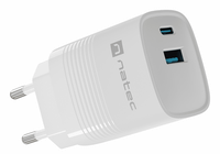 cargador natec ribera gan 30w pd30 qc30 1xusb-a  1xusb-c blanco