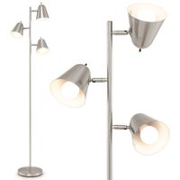 costway lampara de pie de 3 bombillas lampara de pie de arbol con 3 bombillas y pantallas ajustables mastil de metal y base pesada lampara plata