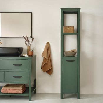 Columna de baño suspendida de teca maciza