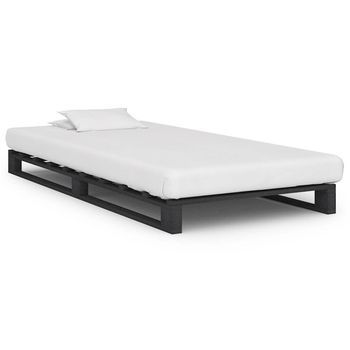 Estructura Cama Palets Sin Colchón Madera Maciza Gris 100x200cm Vidaxl