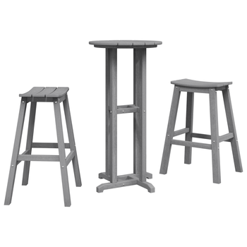 Juego De Bar De Jardín De 3 Uds Gris Claro Hdpe Cfw188193