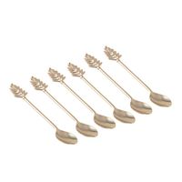 cucharas de cafe doradas hoja - lote de 6