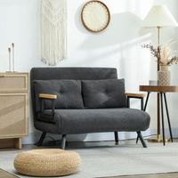 sofa cama de 2 plazas de borreguito homcom 102x73x81cm gris oscuro