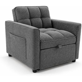 Dupi Sillón Cama Avis De 93x100x79 Cm | Sillón Convertible En Cama De 77x190 Cm | 1 Plaza | Gris