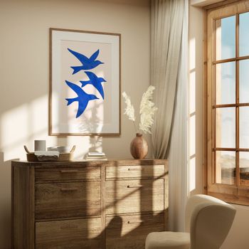 Poster pájaro azul, 50x70 cm